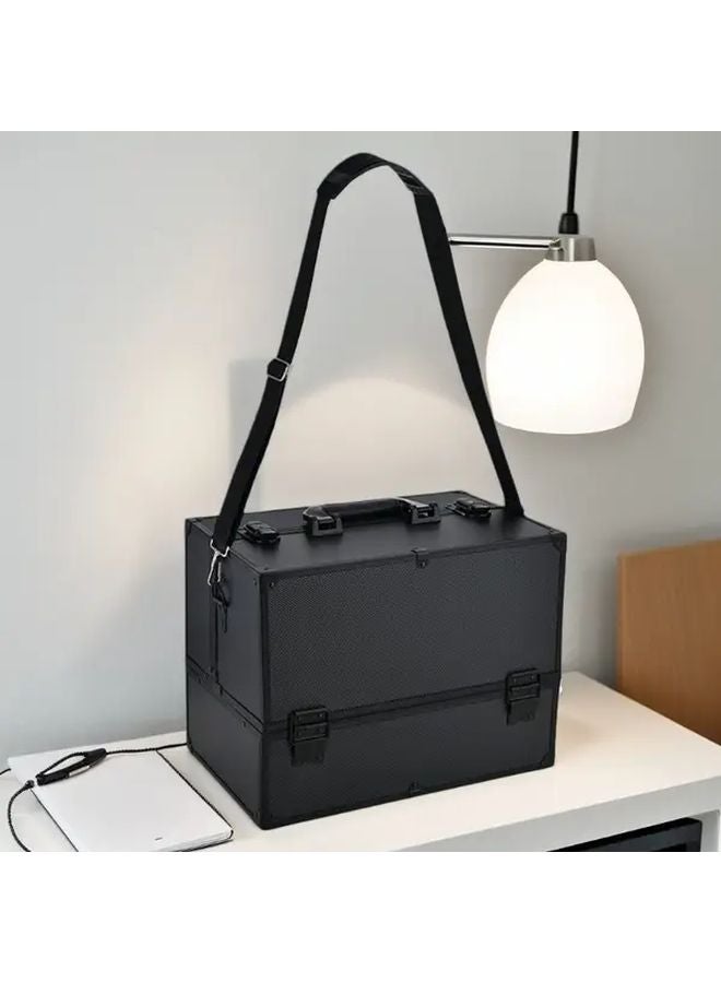 Black Portable Large Capacity Makeup Kit For Travel Salon And Home - Image 2